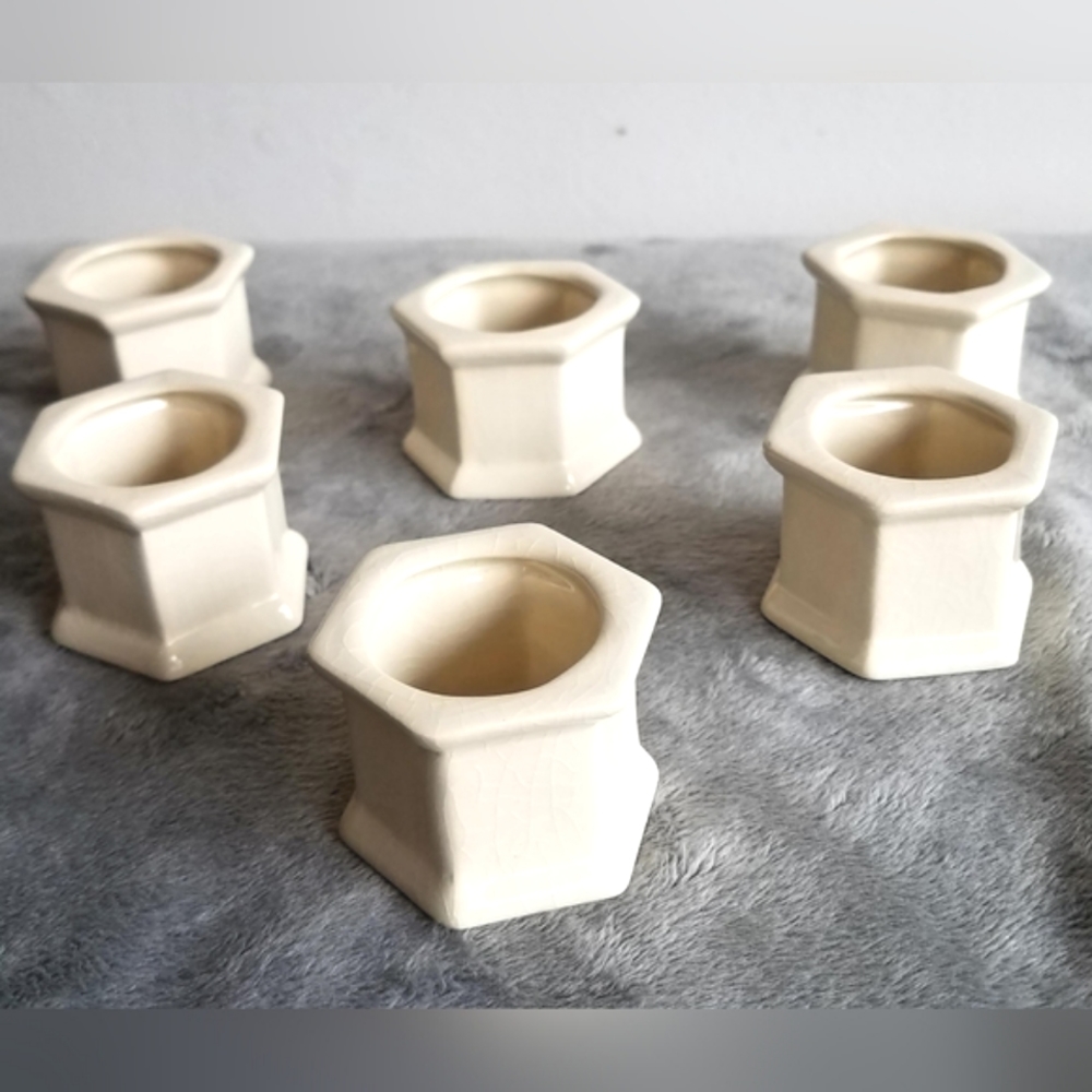 Mid-Century Modern Porcelain French Napkin Rings - Picture 2 of 13